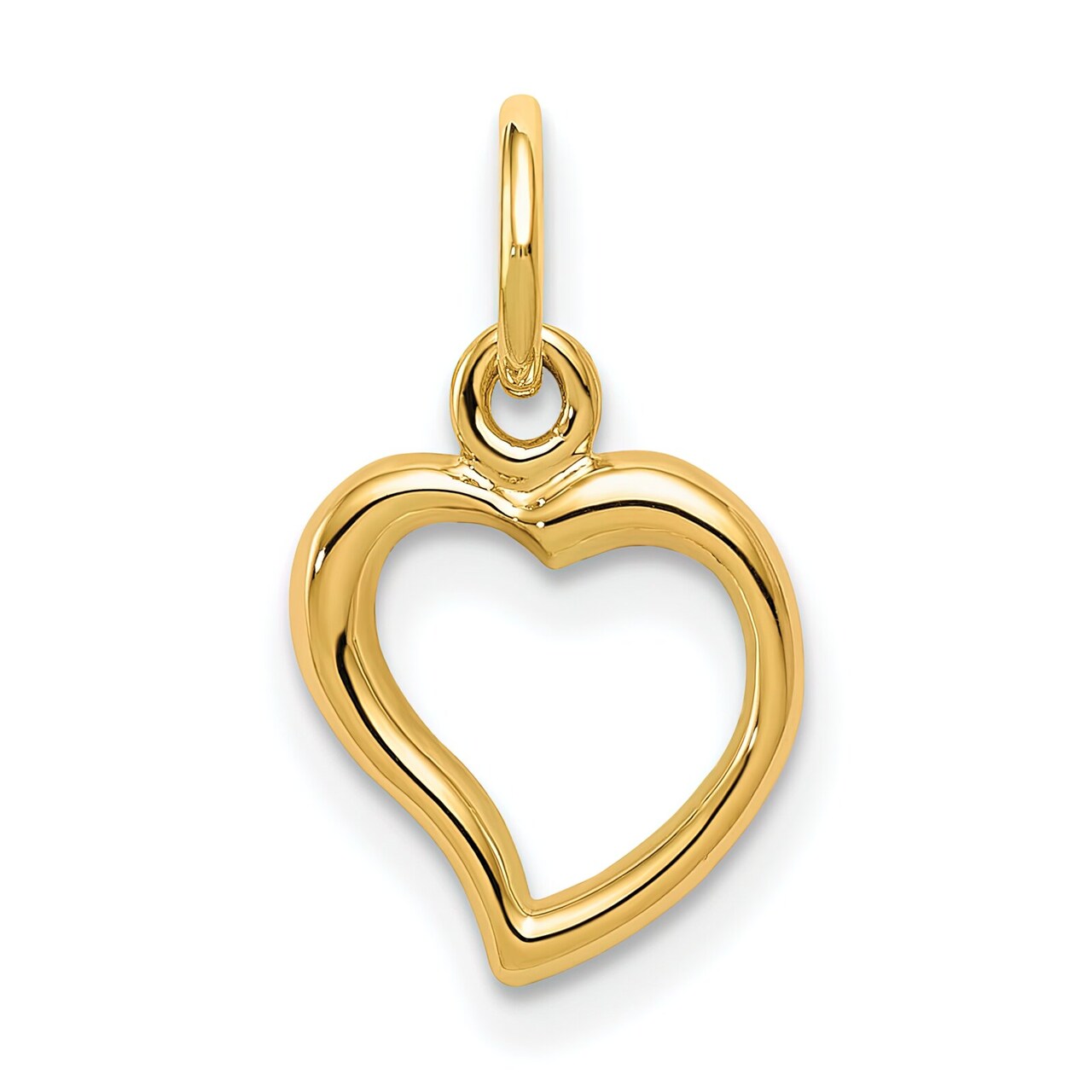 14K Yellow Gold Heart Charm Polished Love Pendant Jewerly 16mm x 9mm